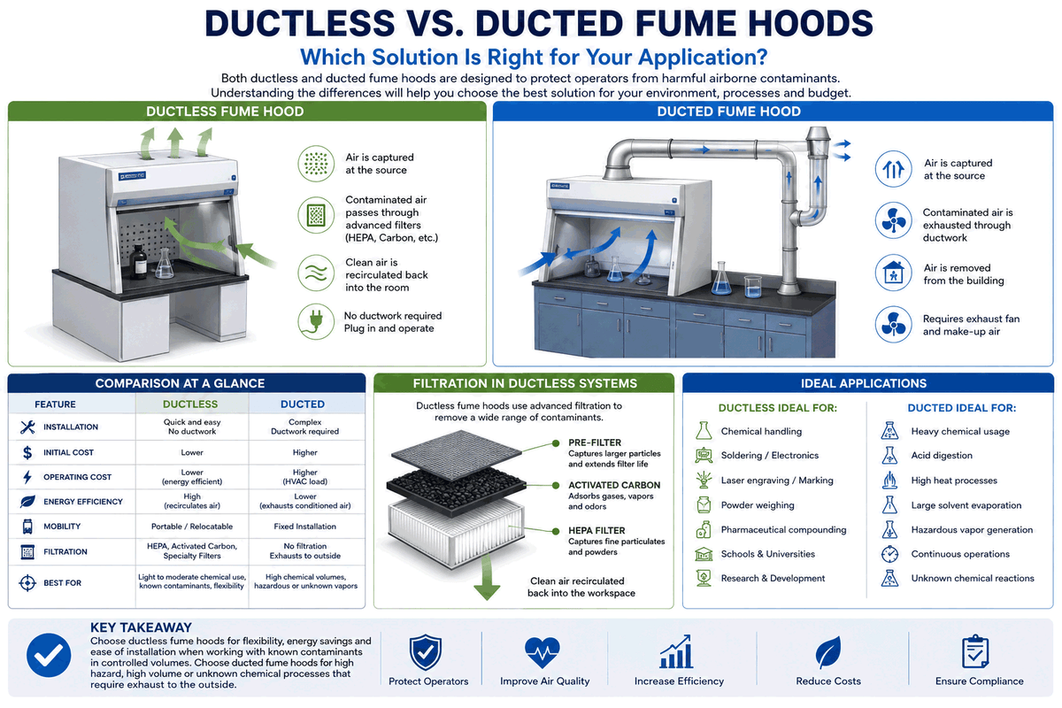 Ductless vs. Ducted Fume Hoods: Which Solution Is Right for Your Application?