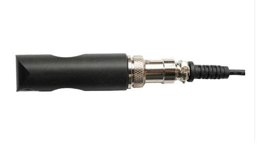 Large black weld probe for VORTEX Series Flaw Detectors by BRK, featuring metallic coupling and black cable.