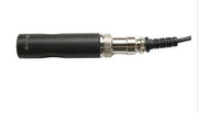Black 10mm pen probe for ultrasonic flaw detectors by BRK with a cord and metal connector.