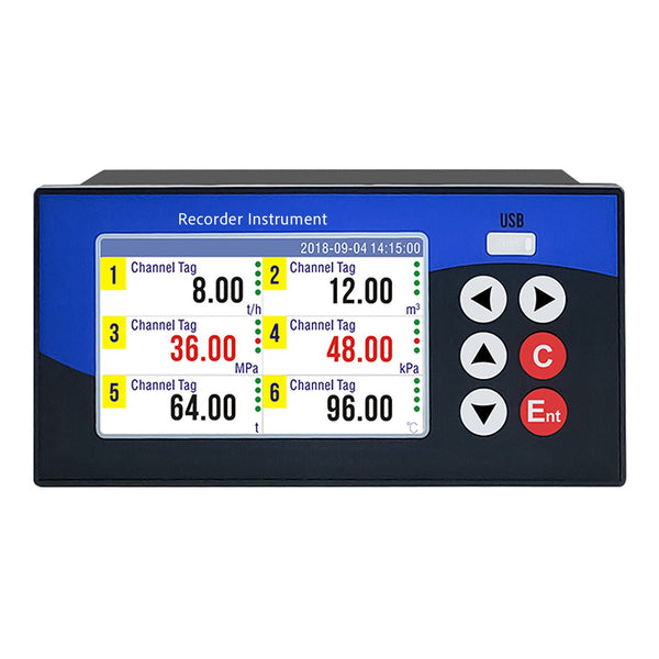 6-Channel Multi-Parameter Data Logger | Temperature RTD Pressure 4-20mA 0-5V Voltage with RS485 -