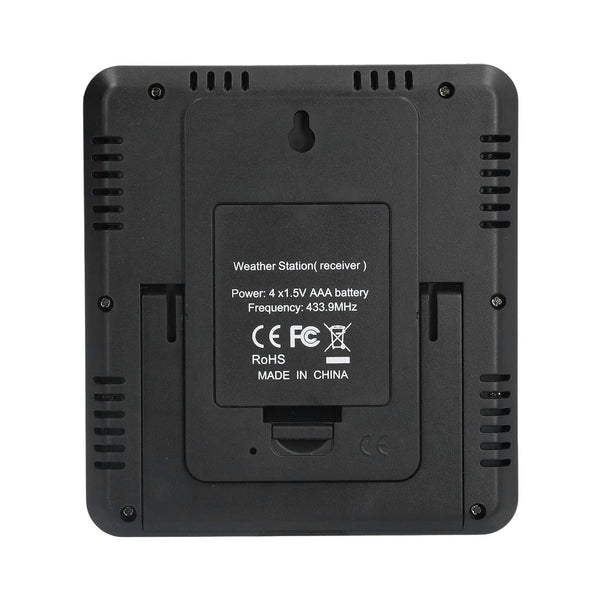 Wireless temperature monitor set from Sper Scientific with a black casing showing the back panel and a small LCD screen.
