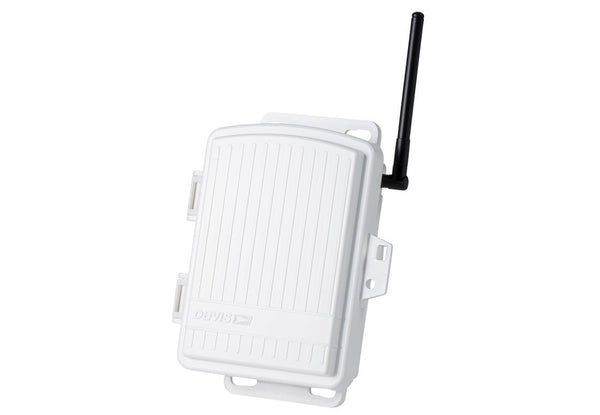 White wireless sensor transmitter by Davis Instruments featuring a black antenna on a white background.