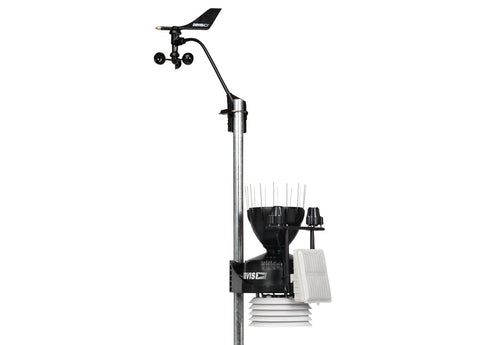 Cabled Vantage Pro2 Plus Sensor Suite Weather Station by Davis Instruments, with anemometer, rain collector, and radiation shield.