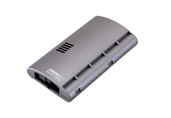 Gray data collection device by Davis Instruments with vent slots and smooth surface.
