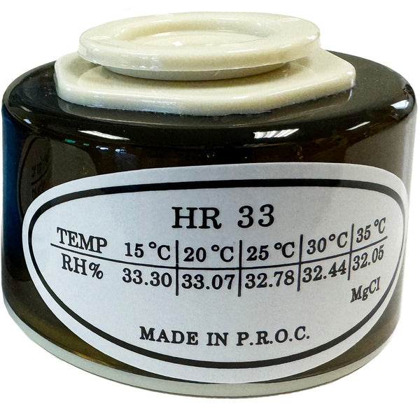 Air quality calibration salt by Sper Scientific, with a labeled jar and a white top.
