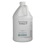 One gallon container of Chem-Crest ProPass by Crest Ultrasonics, featuring a built-in handle and white color.
