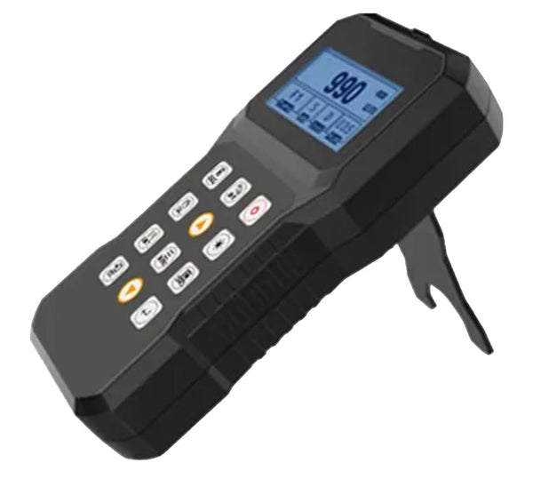 Black coating thickness gauge by BRK, featuring a digital display and multiple buttons.