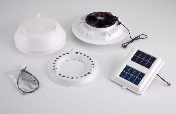 Daytime fan aspirated radiation shield kit by Davis Instruments, showing the components against a white backdrop.