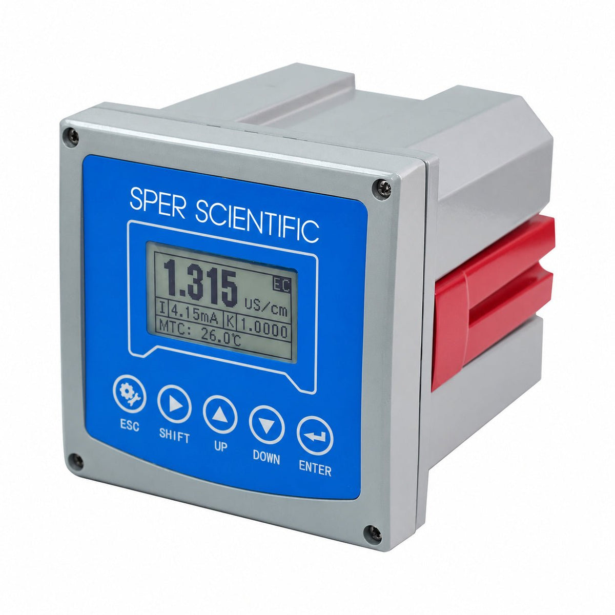 Sper Scientific 870003E two-wire conductivity analyzer, three-quarter view