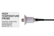 High temperature probe for ultrasonic flaw detector by BRK, showing white ceramic insulator and black cable.