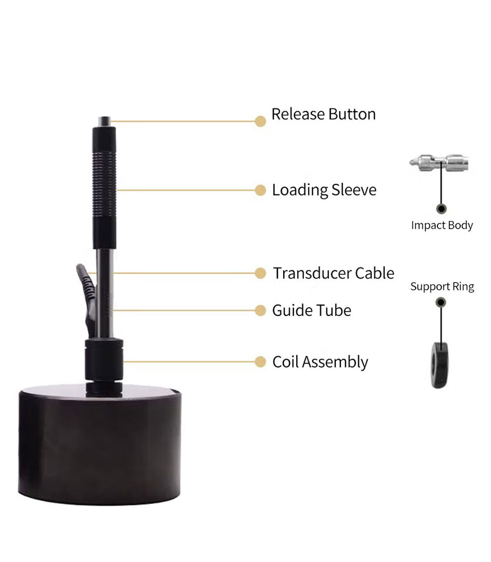 BRK NDT HN200C Leeb Hardness Tester Probe with Callouts