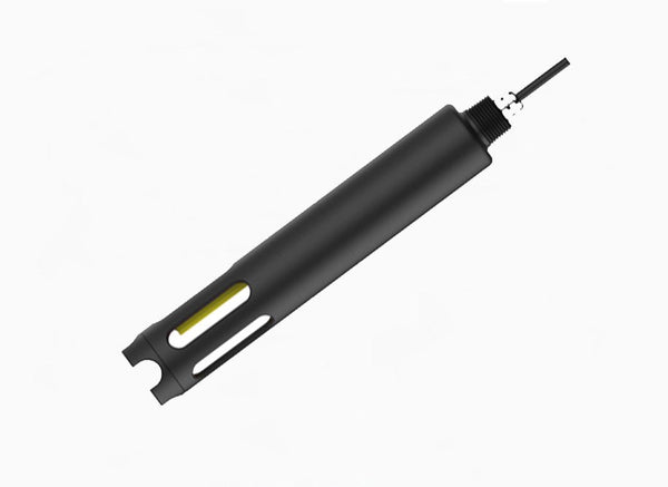 Black online ammonia nitrogen sensor by Sper Scientific featuring a cylindrical body and a wired connection.