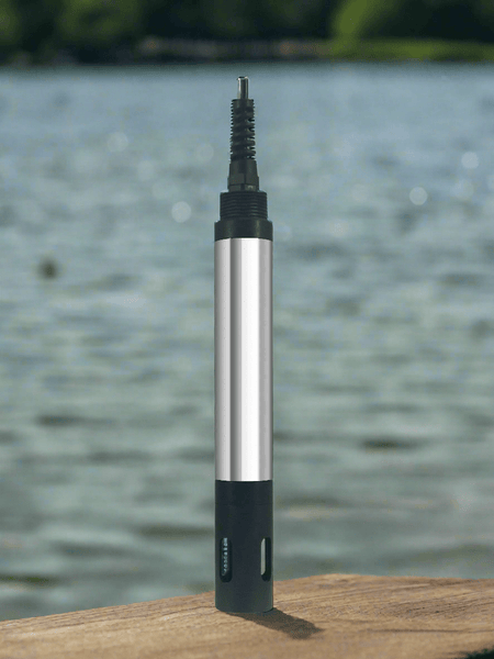 Online digital graphite conductivity sensor by Sper Scientific with silver and black components against a blurred background.
