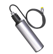 Silver online digital suspended solid sensor by Sper Scientific with a black cable and yellow connector.
