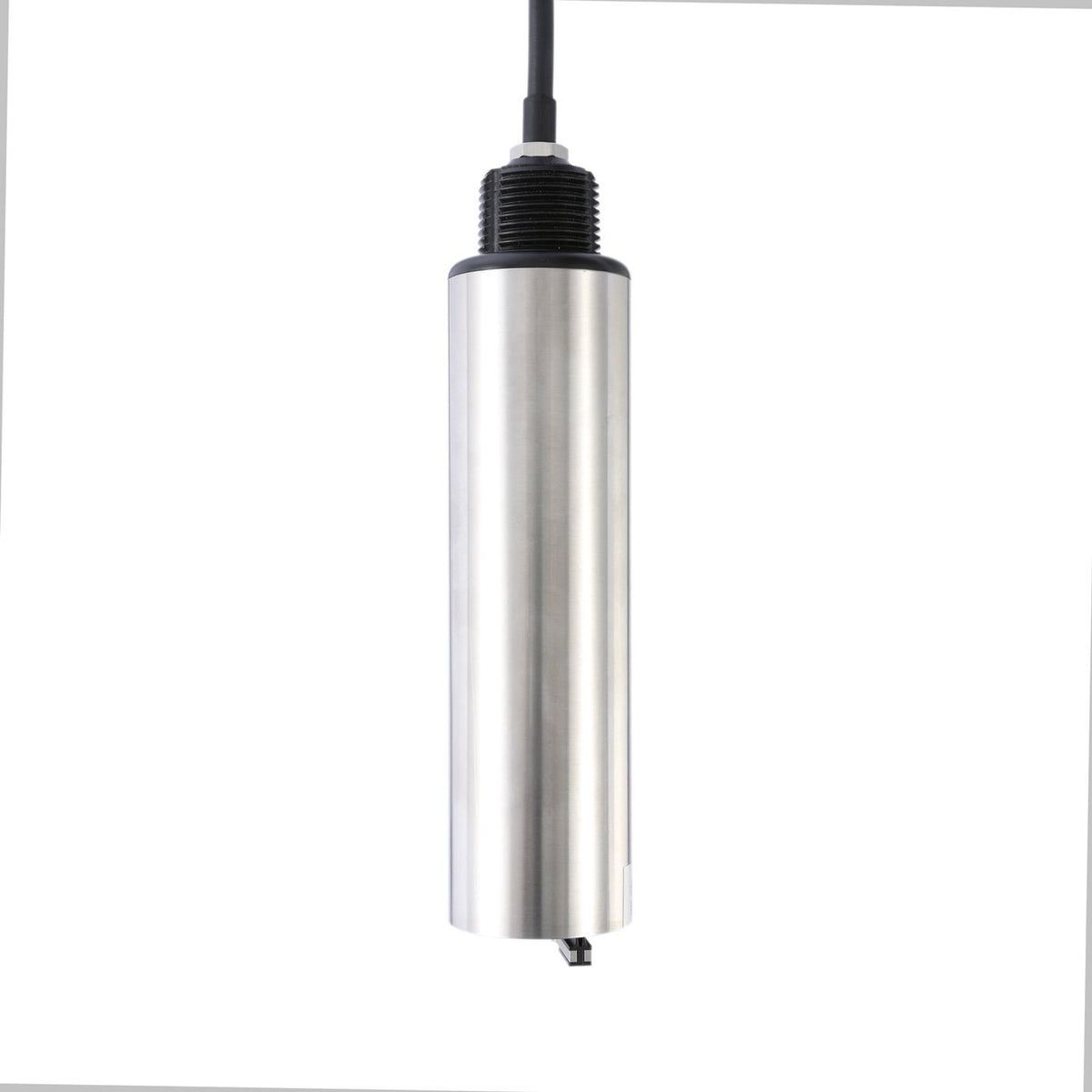 Online digital suspended solid sensor by Sper Scientific with a stainless steel body and black cable.