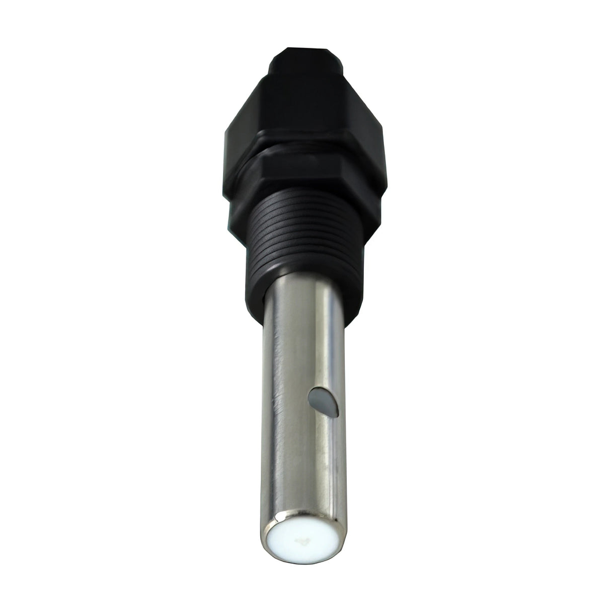 Conductivity electrode by Sper Scientific, featuring a stainless steel probe with a white sensor.