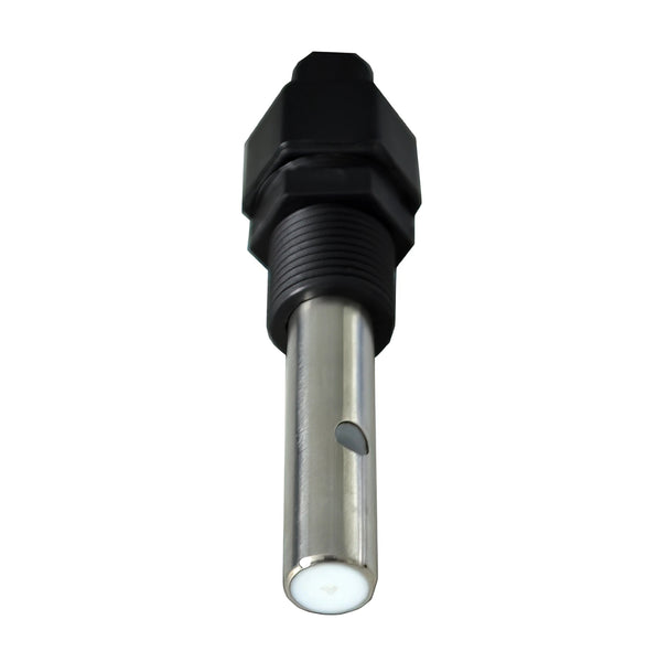 Conductivity electrode by Sper Scientific, featuring a stainless steel probe with a white sensor.