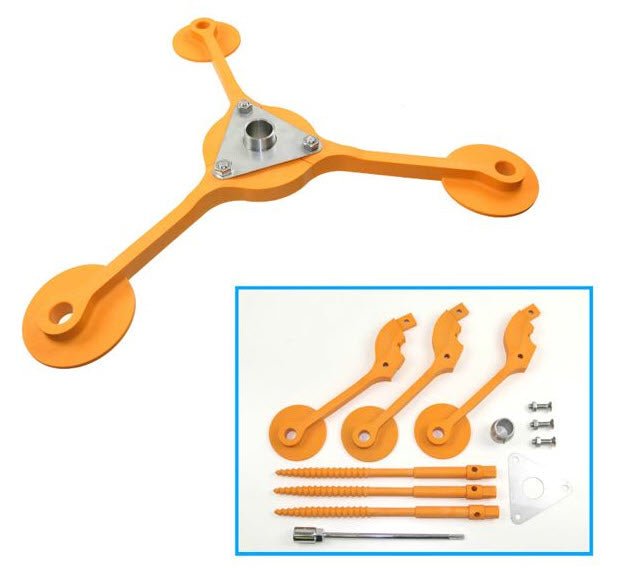 Plastic installation kit for Sentek Drill and Drop soil moisture sensors with orange color and metal details.