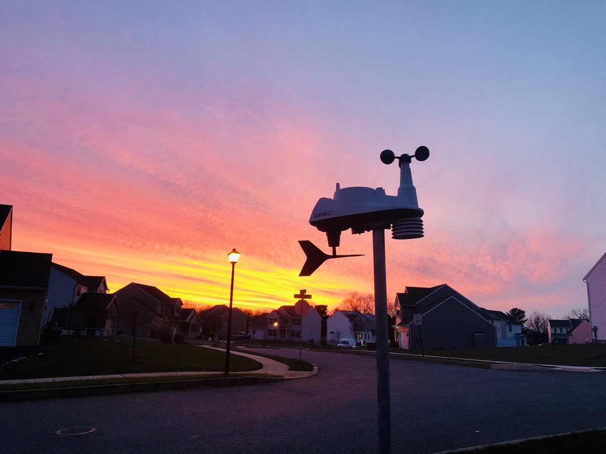 Mounting pole kit by Davis Instruments under a colorful dawn sky.