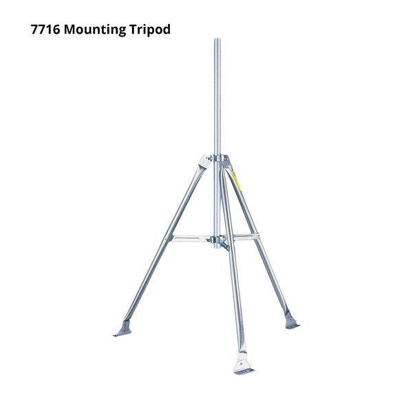 Silver mounting tripod by Davis Instruments with three supporting legs and a center pole.
