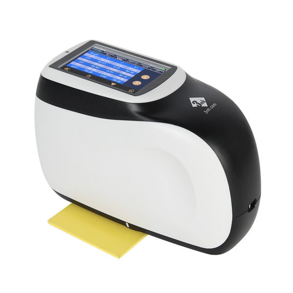 Multi-angle spectrophotometer by 3nh with a yellow card underneath.