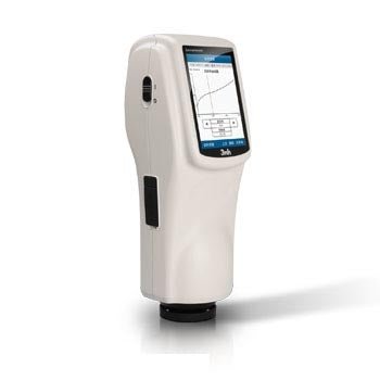 White NS Series Spectrophotometer by 3nh showing a graph on its display screen.
