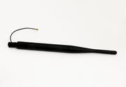 Black penta band cell antenna by Davis Instruments with a short cable and brass connector.