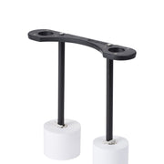 Black sensor mounting shelf for Vantage Pro and Vantage Pro2 by Davis Instruments, with two poles and white rolls at the bottom.
