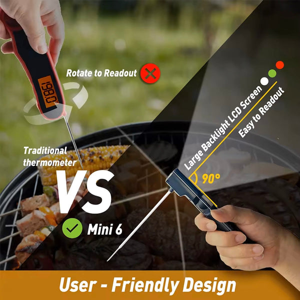 Smart meat thermometer with instant read function by Sper Scientific comparing the ease of reading to an older model.