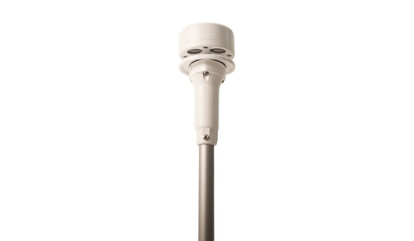 Ultrasonic wind sensor by Davis Instruments, featuring a white, cylindrical head mounted atop a slender, silver pole.
