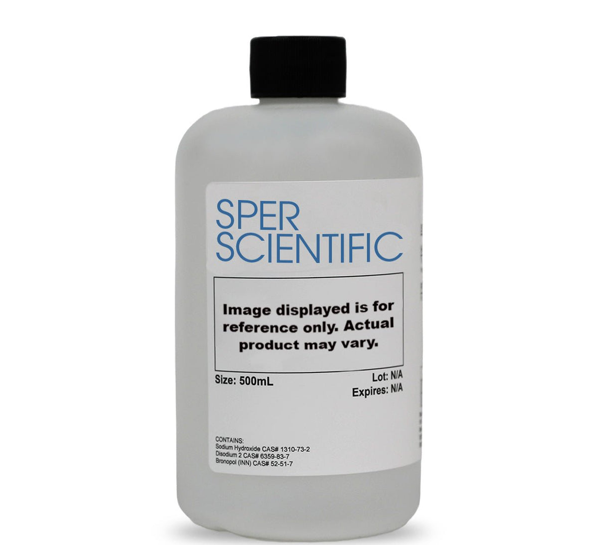 Calibration solution by Sper Scientific in a white plastic bottle with a black cap.