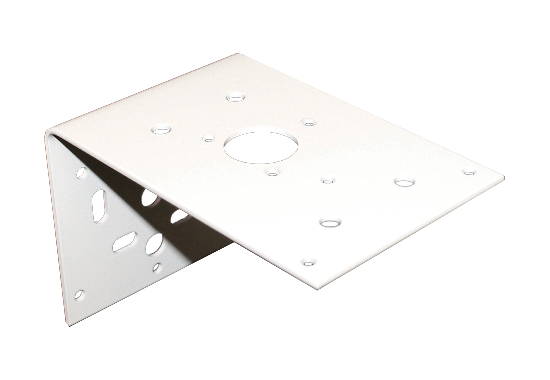 White universal mounting bracket by Davis Instruments with multiple mounting holes.