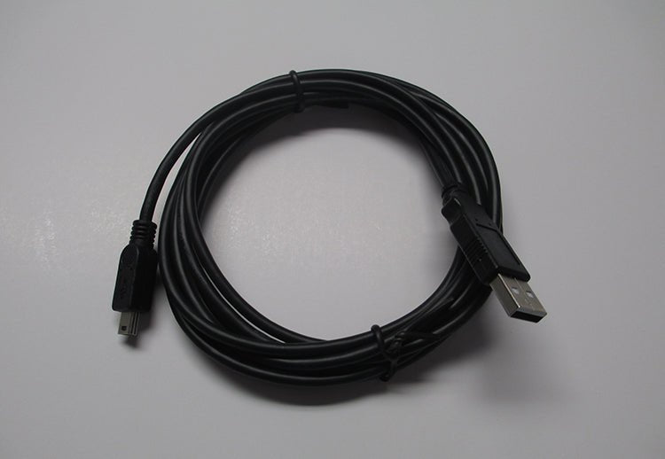 Black USB cable for USB WeatherLink® by Davis Instruments, neatly coiled and ready for connection.
