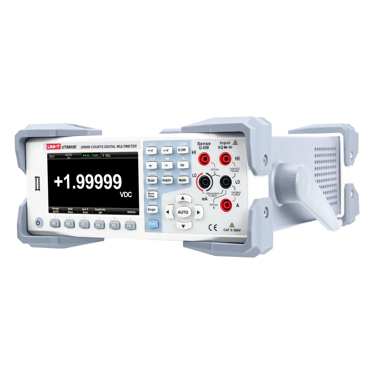 UNI-T UT8805E Performance-Series Bench Digital Multimeter&nbsp;is a 5½-digit auto-ranging True-RMS meter side view