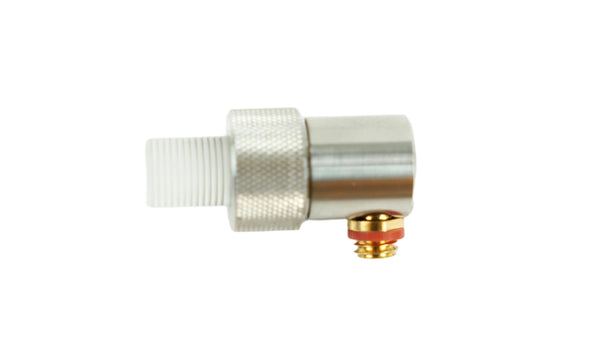 V-15 Probe by BRK with a white threaded end, knurled body, and angled gold and red connector.