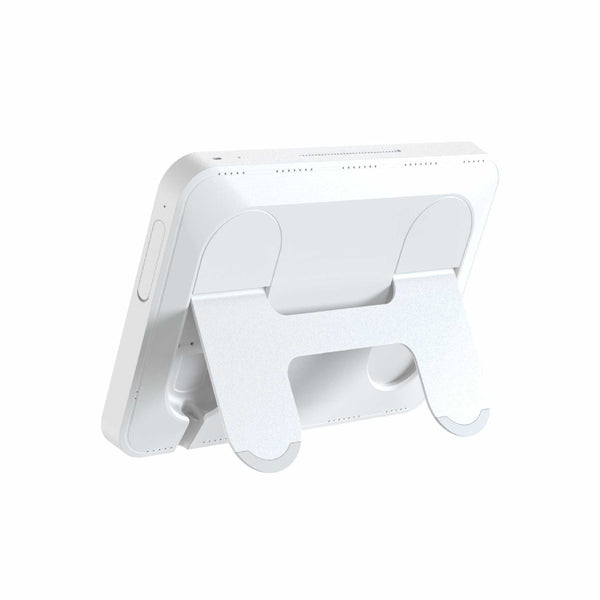 White WeatherLink console by Davis Instruments with a kickstand at an angle.