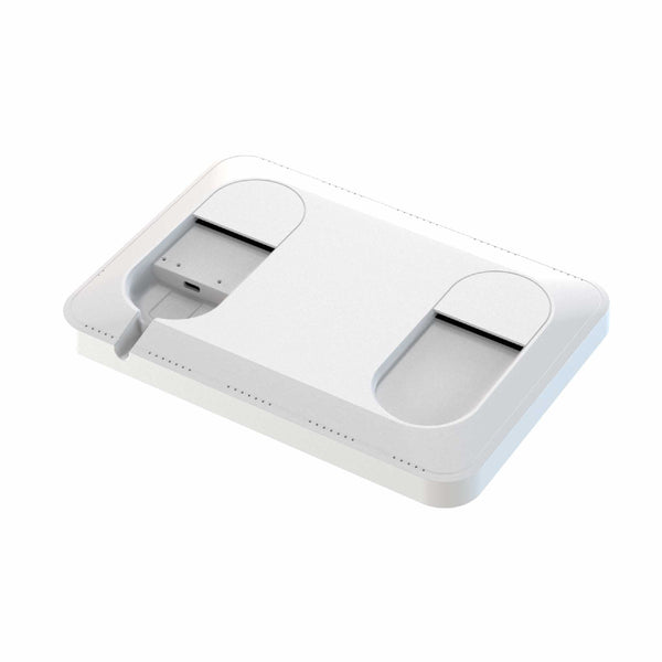 White WeatherLink console by Davis Instruments featuring indicator lights and a power port.