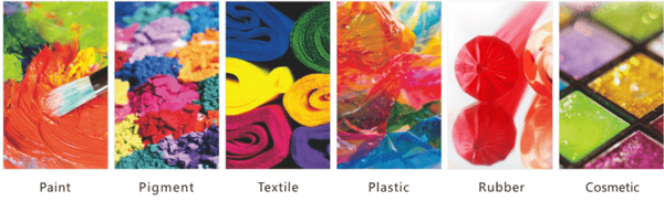 Spectrophotometer from 3nh, with diverse color swatches of paint, pigment, textile, plastic, rubber, and cosmetic products.
