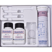 Zinc test kit by Macherey-Nagel, including test tubes, dropper bottles, and color scale in a white box.
