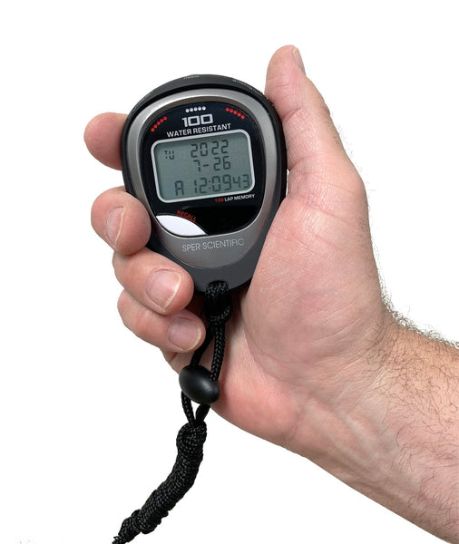 100 Memory Water and Shock Resistant Stopwatch - Sper Scientific Direct