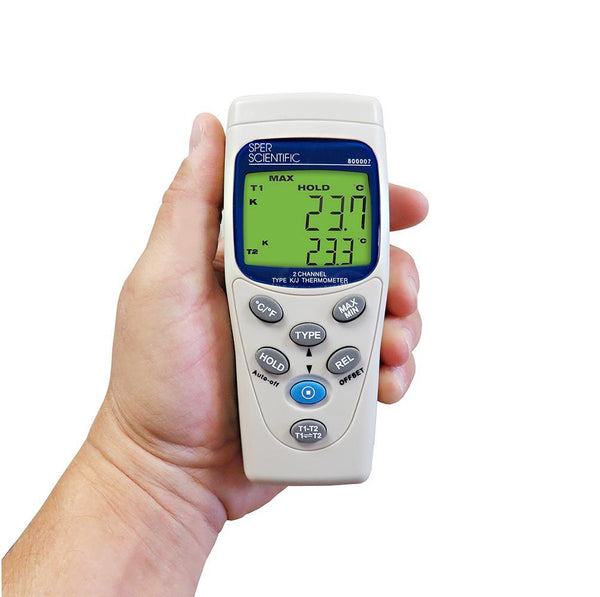 2 Channel Thermocouple Thermometer - Type K/J - Sper Scientific Direct