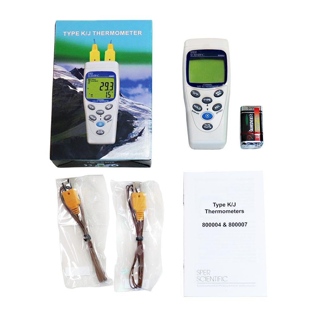 2 Channel Thermocouple Thermometer - Type K/J - Sper Scientific Direct