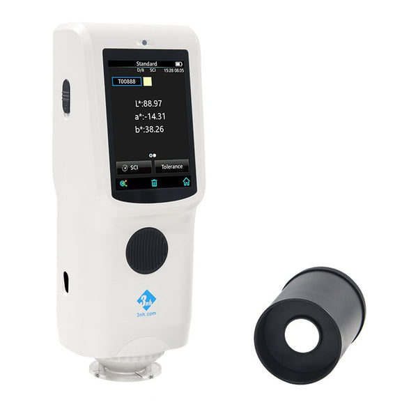 White CR8 Professional Spectro ColorReader by 3nh with a black measurement attachment, displayed on a white background.
