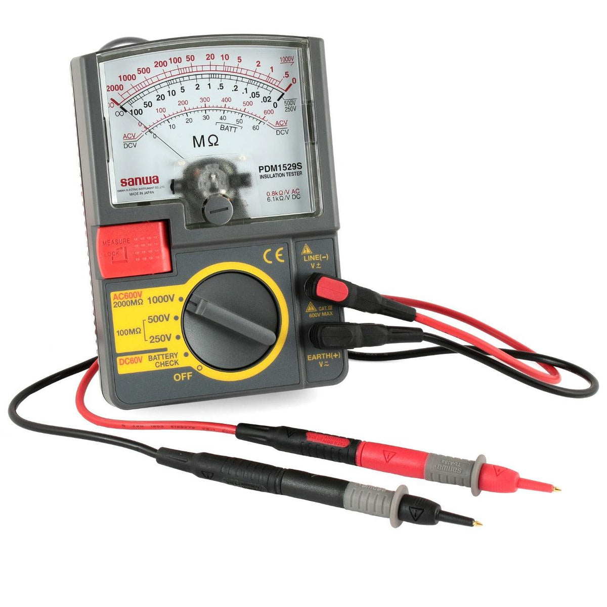 PDM1529S | 1000V / 500V / 250V Analog Insulation Tester / Portable Insulation Resistance Meter - Sanwa-America.com
